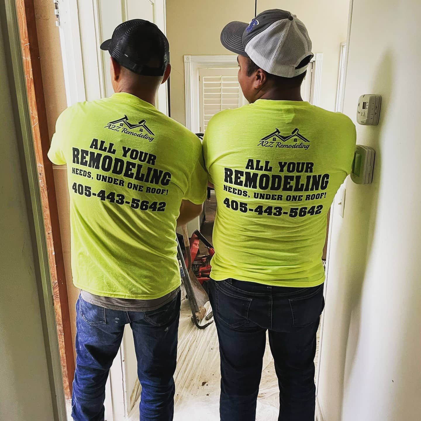 A2Z Construction and Remodeling crew on a project site in Oklahoma