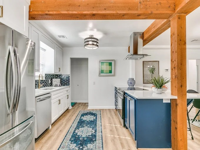 Modern kitchen remodel with updated cabinets and finishes